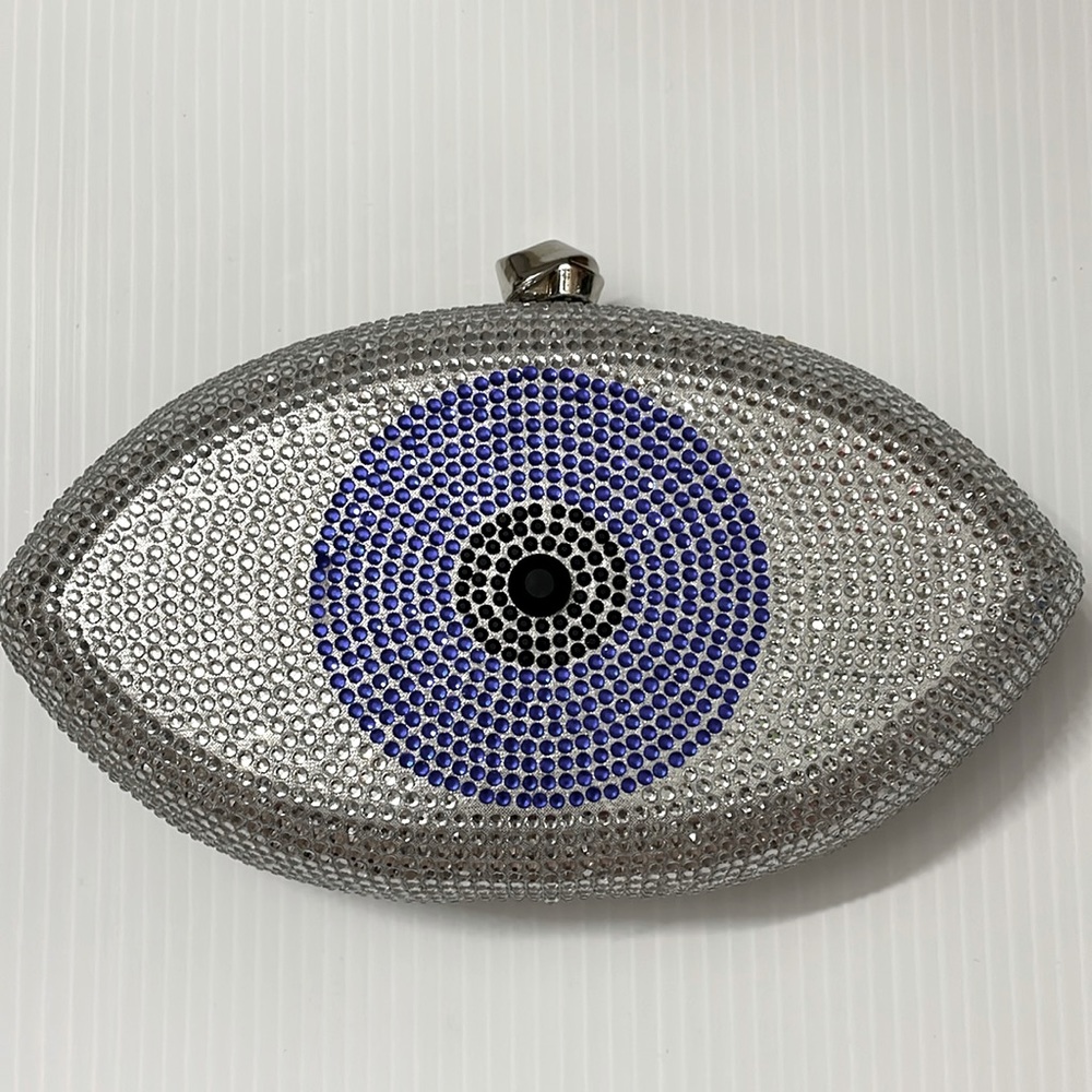 Silver and Blue Eye Clutch